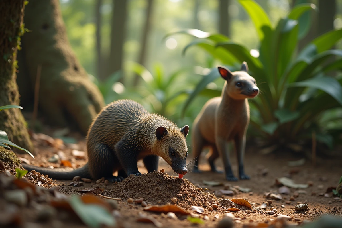 Jeune tamanoir creusant dans un monticule d