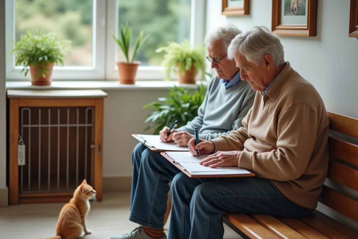 Couple remplissant un dossier d'adoption dans une association de chats reconnue à Grenoble