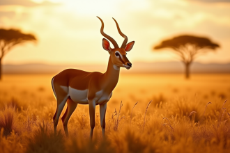 Impala majestueux dans la savane au lever du soleil