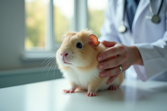 Nouveau-né de cochon d'Inde examiné par un vétérinaire