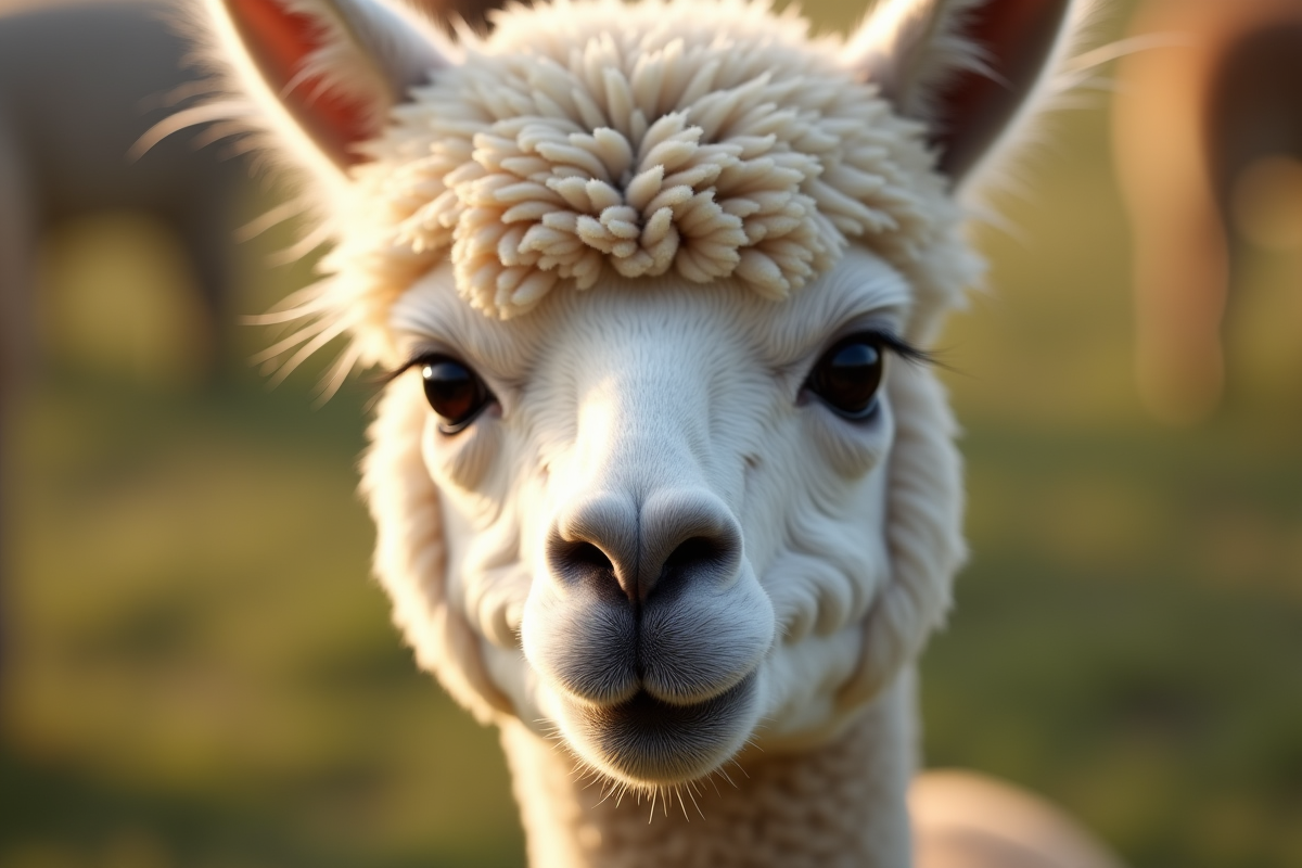 Gros plan sur le visage d un alpaga avec regard expressif